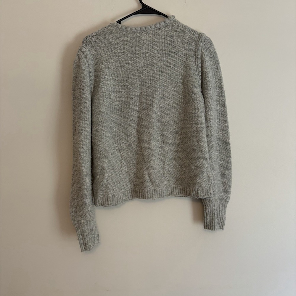 J. Crew Gray Boucle Sweater Cardigan Jewel Buttons XS Merino Wool Blend Pockets - Picture 4 of 7